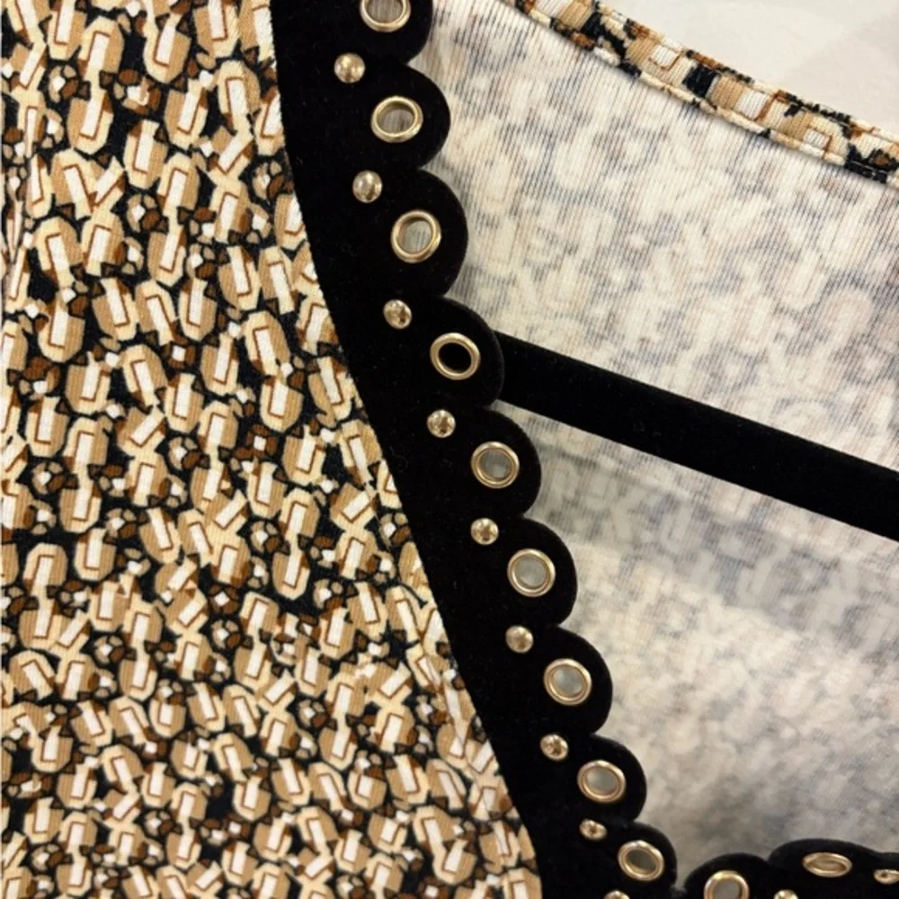 Rafaella | Black & Neutral Colours V-Neck Long Sleeve Top Size 2X Cotton - Picture 3 of 10